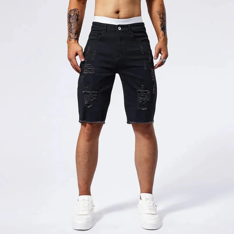 Shred Line Denim Shorts