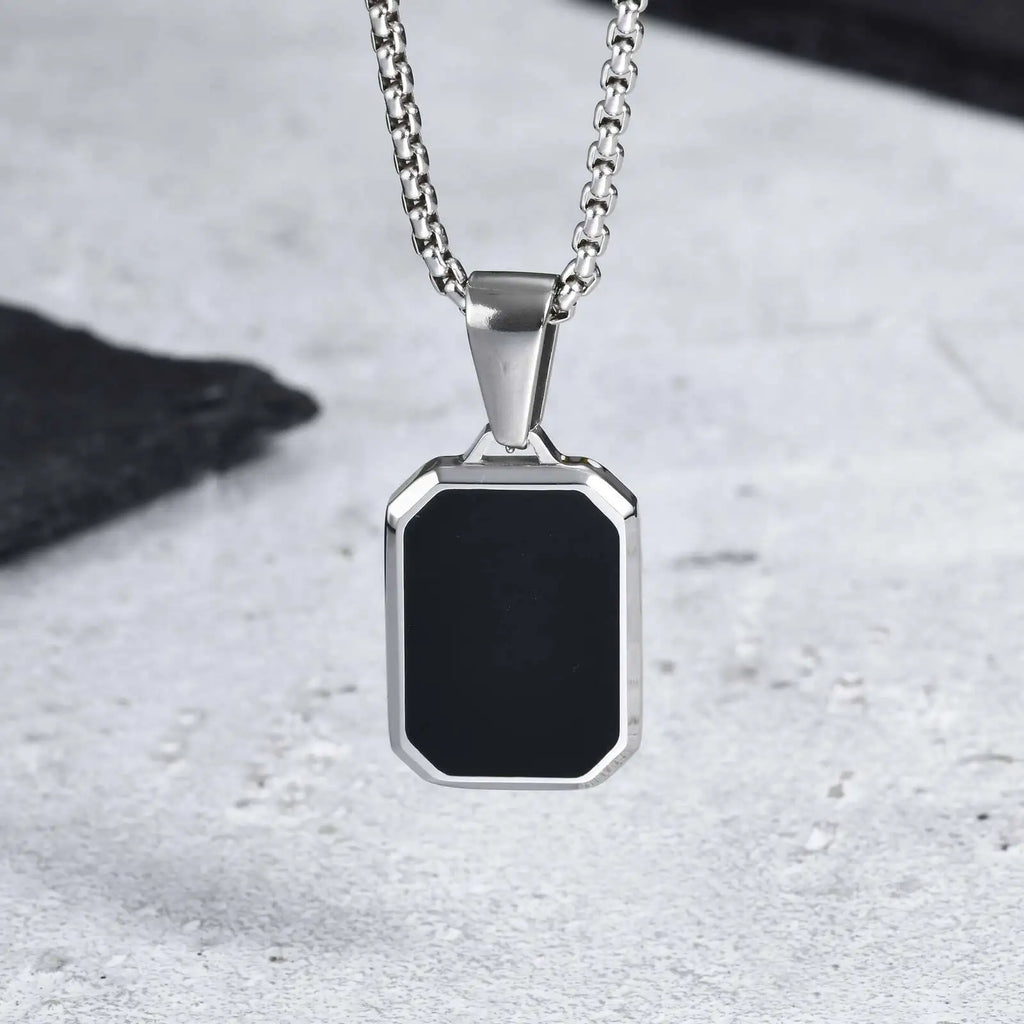 Onyx Stainless Steel Pendent Necklace