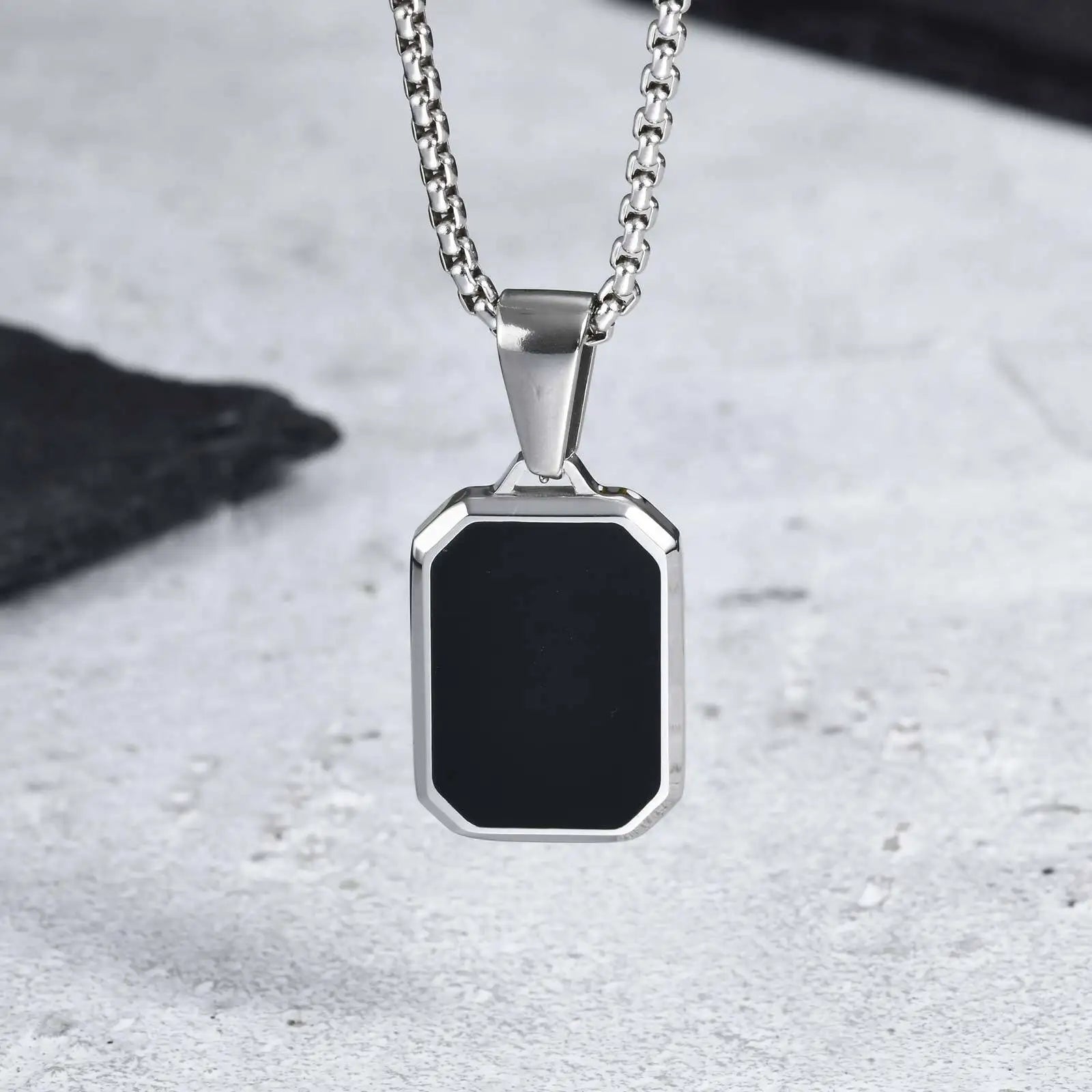 Onyx Stainless Steel Pendent Necklace