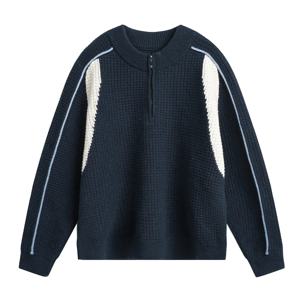 Ribbed Half-Zip Knit Sweater