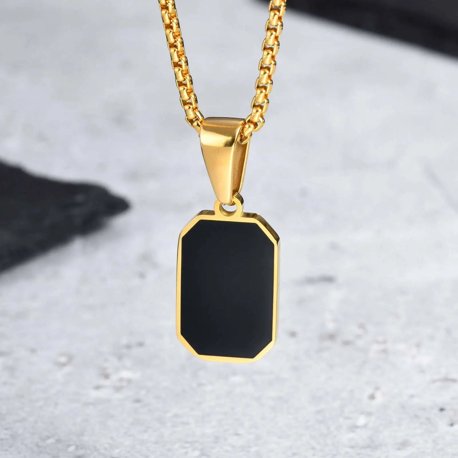 Onyx Stainless Steel Pendent Necklace