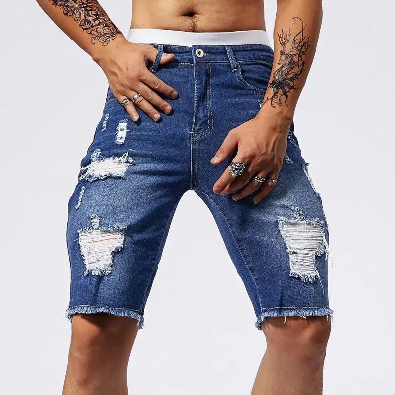 Shred Line Denim Shorts