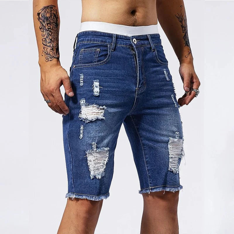 Shred Line Denim Shorts