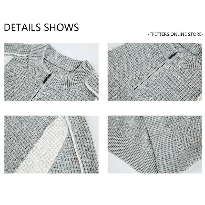 Ribbed Half-Zip Knit Sweater