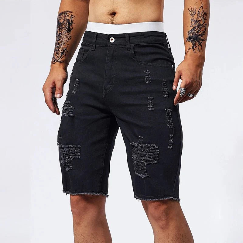Shred Line Denim Shorts