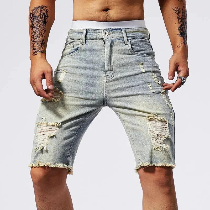 Shred Line Denim Shorts