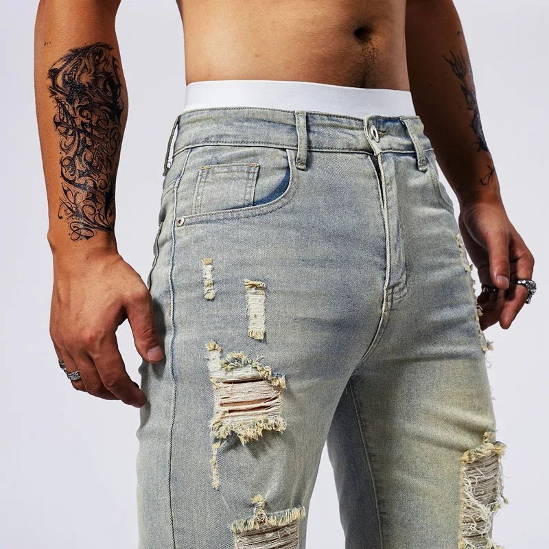 Shred Line Denim Shorts