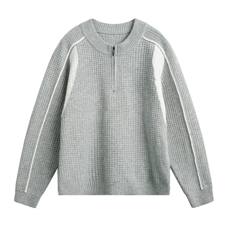 Ribbed Half-Zip Knit Sweater
