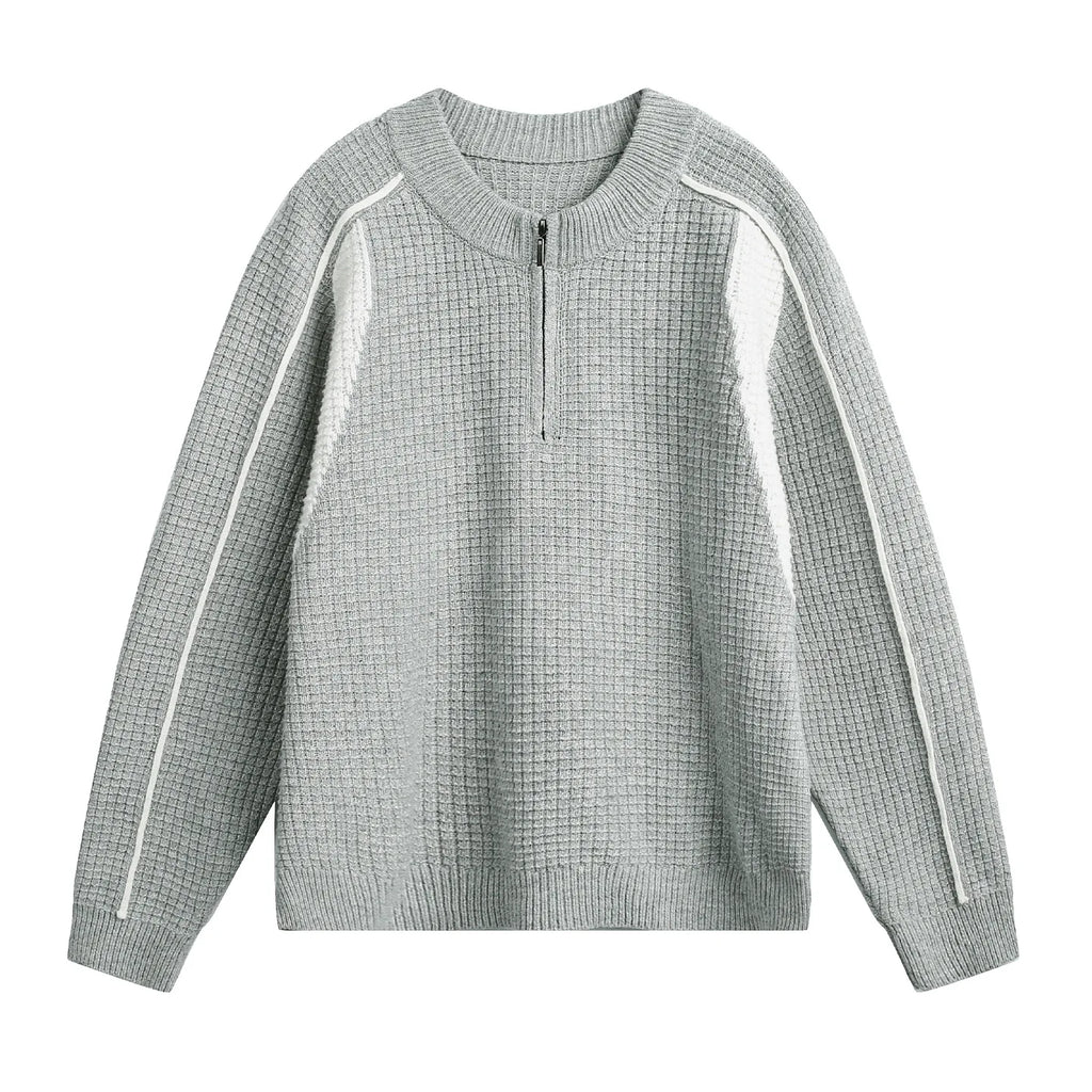 Ribbed Half-Zip Knit Sweater
